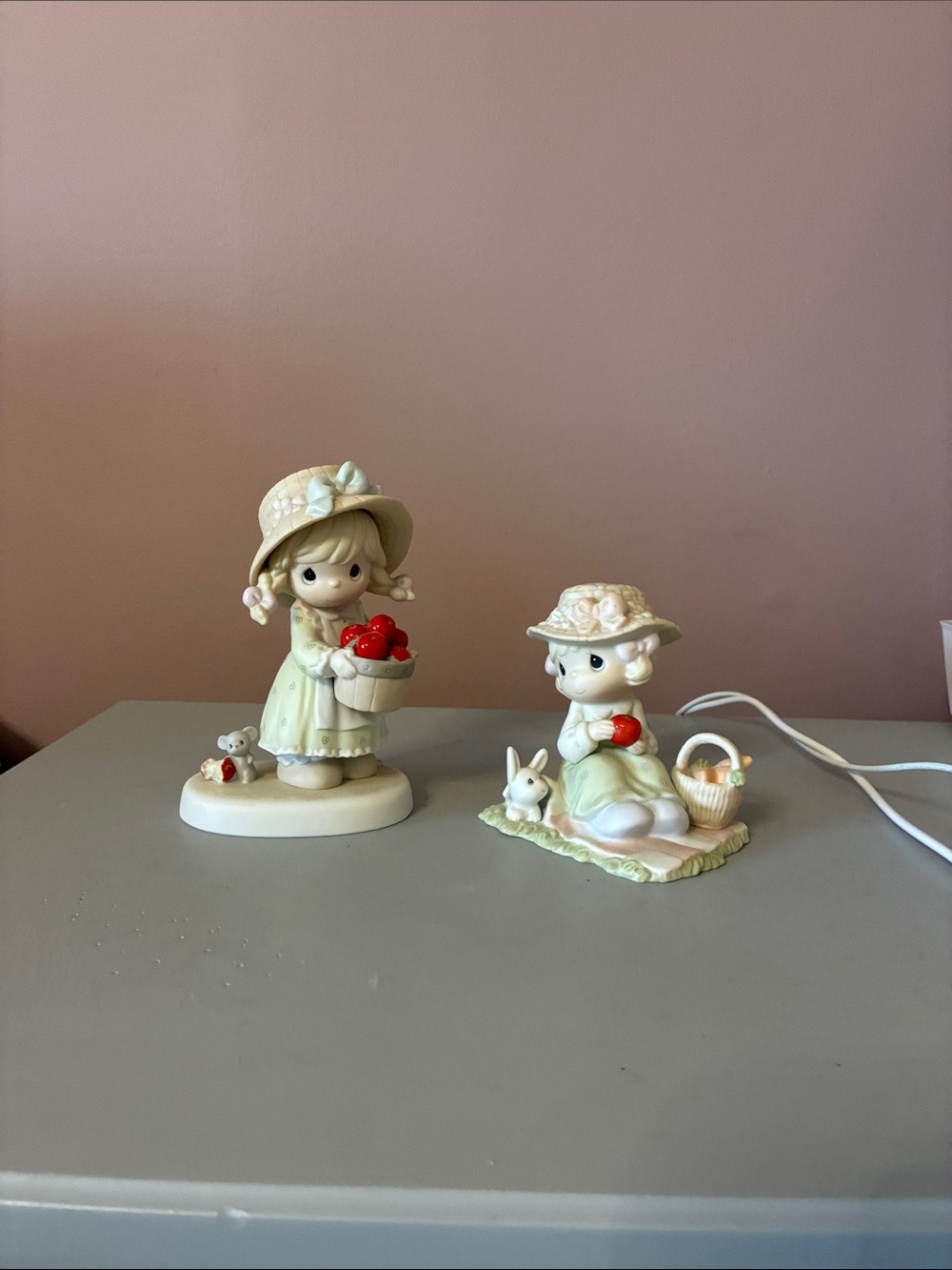 Precious Moments Cream Figurine Pair with Red Accents